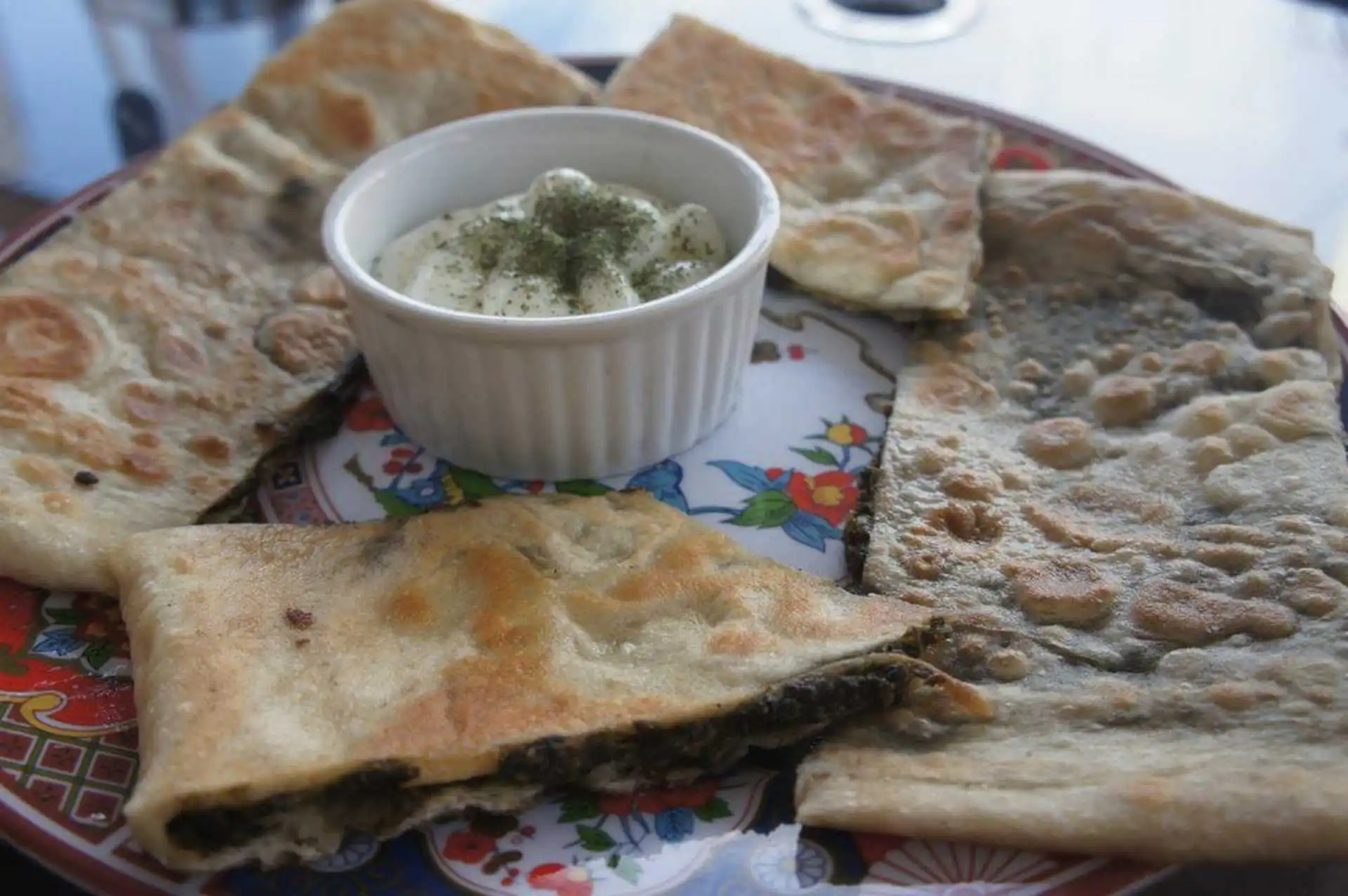 Spinach Boulany at Afghan Chopan Kebab Edmonton AB - traditional Afghan flatbread with spinach